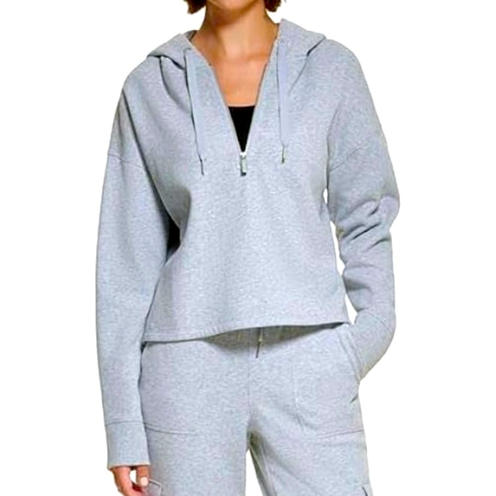 Calvin Klein Women's Zip High Low Hoodie Gray Size Small